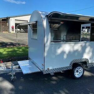 Round White Mobile Food Trailer